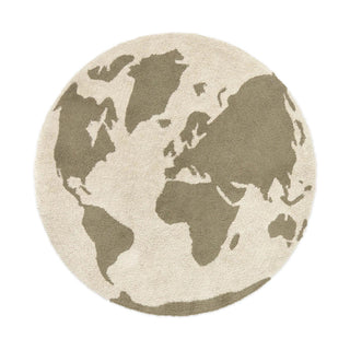 Rond naturel Rugcycled-vloerkleed met wereldkaart.