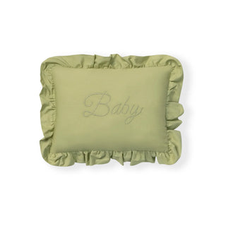 Groen rechthoekig Baby-kussen met ruches.