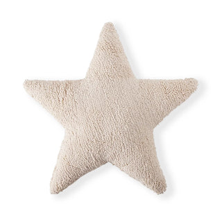 Beige stervormig kussen.
