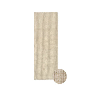 Naturel Net-loper met rasterstructuur en ingevoegde ronde close-up. Op witte achtergrond.