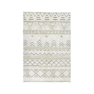 Licht vloerkleed met geometrische motieven in banen.