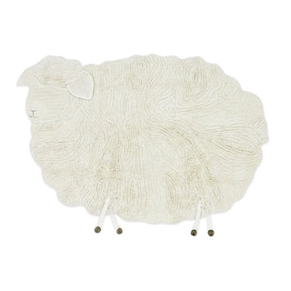 Licht Pink Nose Sheep-vloerkleed in de vorm van een schaap, met oren en losse pootjes.