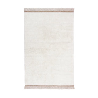 Sheep White Steppe-vloerkleed met lichte pool en franjes.