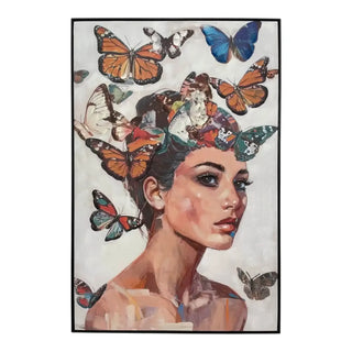 'Canvas Painting Women with Big Butterflies 80*120*3.5cm van Mansion atmosphere, duidelijk als hoofdfoto afgebeeld