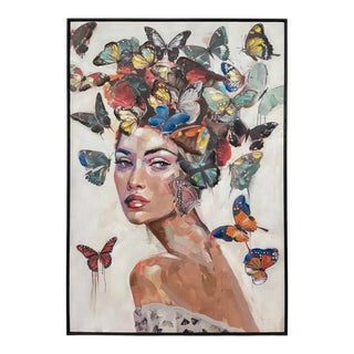 'Canvas Painting Women with Butterflies 70*100*3.5cm van Mansion atmosphere, duidelijk als hoofdfoto afgebeeld