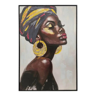 Canvas Schilderij Beautiful Woman with Earrings – Vrouw met van Mansion atmosphere, duidelijk als hoofdfoto afgebeeld
