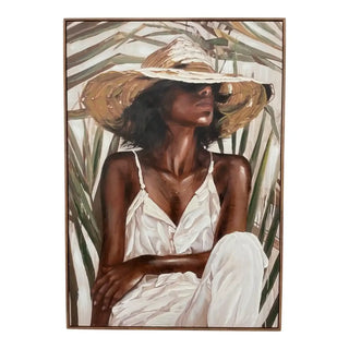 Canvas Schilderij Emmalyn – Vrouw met Hoed 70x100 cm van Mansion atmosphere, duidelijk als hoofdfoto afgebeeld