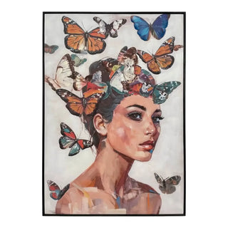Canvas Schilderij Woman with Big Butterflies – Vrouw met Vlinders van Mansion atmosphere, duidelijk als hoofdfoto afgebeeld
