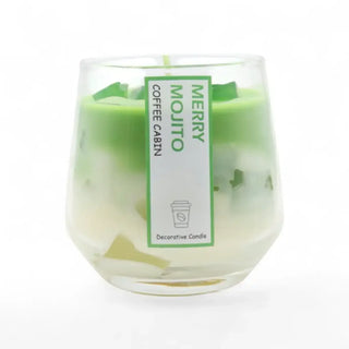 Geurkaars Merry Mojito groot van Mansion atmosphere, schuin bekeken met vorm en afwerking zichtbaar