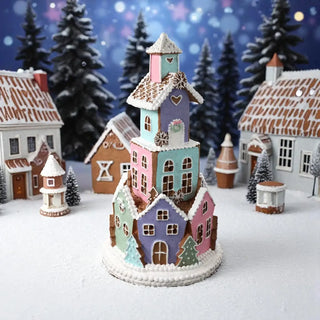 Gingerbread huis met led 35cm van Mansion atmosphere, in een gestileerde detailopstelling