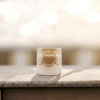 Led sfeerlicht goud 15x15cm van Mansion atmosphere, ingeschakeld met het warme licht duidelijk zichtbaar