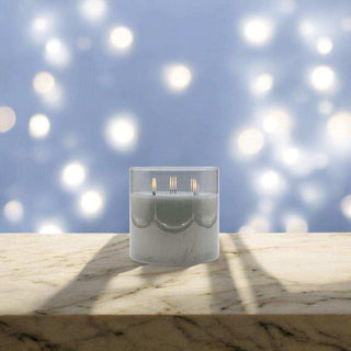 Led sfeerlicht grijs 15x15cm van Mansion atmosphere, verlicht in een sfeervolle interieursetting