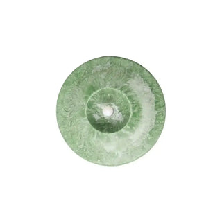 Groene brede Marble ledkaars van bovenaf met vlamdetail van Mansion atmosphere