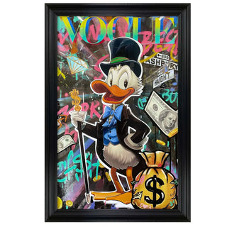 Pop Art Street Art Schilderij Duck – Handgeschilderd Canvas 80x120 van Mansion atmosphere, duidelijk als hoofdfoto afgebeeld
