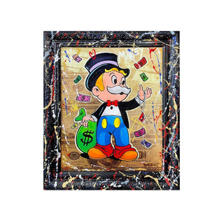 Pop Art Street Art Schilderij Geldzak – Handgeschilderd Canvas 60x70, duidelijk als hoofdfoto afgebeeld