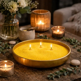 Sand Wax geel van Mansion atmosphere, tijdens gebruik met de toepassing duidelijk zichtbaar