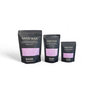 Sand Wax paars van Mansion atmosphere, met de beschikbare formaten naast elkaar zichtbaar