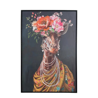 Schilderij Giraffe met Bloemen Fleur 60x90 cm van Mansion atmosphere, duidelijk als hoofdfoto afgebeeld