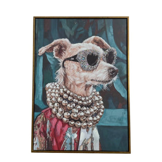 Schilderij Hond met Zonnebril Canvas 50x70 cm van Mansion atmosphere, duidelijk als hoofdfoto afgebeeld