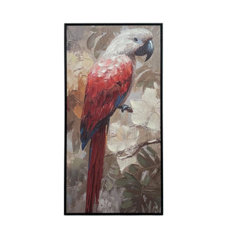 Schilderij Papegaai Tropical Bloom 50x100 cm van Mansion atmosphere, duidelijk als hoofdfoto afgebeeld