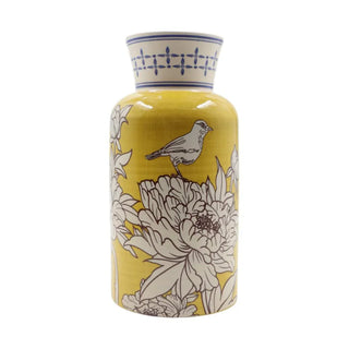 Sunshine Bloom vaas geel 24cm van Mansion atmosphere, van opzij met vorm en constructie zichtbaar