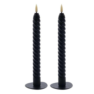 swirl LED dinner candle rustic black 24.5cm - 2 pieces - Het Adres