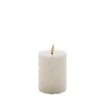 swirl LED candle ivory 10x7.5cm v2 - Het Adres