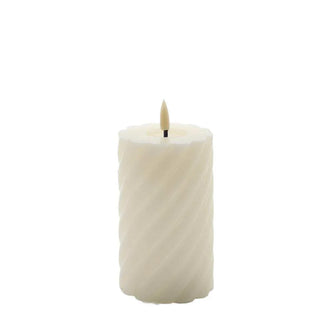 swirl LED candle ivory 12.5x7.5cm - Het Adres