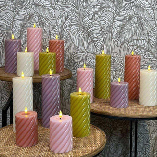 swirl LED candle ivory 15x7.5cm - Het Adres