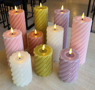 swirl LED candle ivory 15x7.5cm - Het Adres