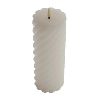 swirl led kaars ivoor 20x7,5cm van Mansion atmosphere, van bovenaf met zicht op vlam en wasrand