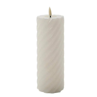 swirl led kaars ivoor 20x7,5cm v2 van Mansion atmosphere, vrijstaand en duidelijk afgebeeld