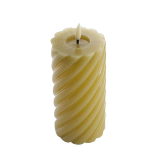 swirl LED candle moss 15x7.5cm - Het Adres