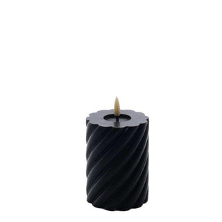 swirl LED candle rustic black 10x7.5cm - Het Adres