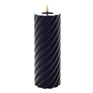 swirl LED candle rustic black 20x7.5cm - Het Adres