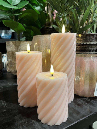 swirl LED candle sand 20x7.5cm - Het Adres