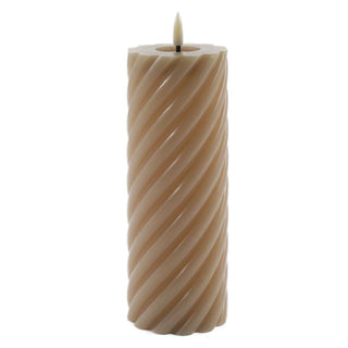swirl LED candle sand 20x7.5cm - Het Adres