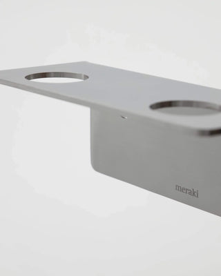 Flessen wandhouder zilver - 2 flessen van Meraki, van dichtbij met productdetails duidelijk zichtbaar