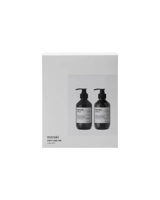 Geschenkdoos Silky Mist Simple hand care 275 ml van Meraki, van bovenaf met vorm en indeling zichtbaar