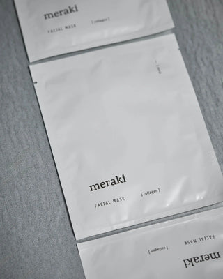 Gezichtsmasker Collageen van Meraki, toegepast in een sfeervolle interieursetting