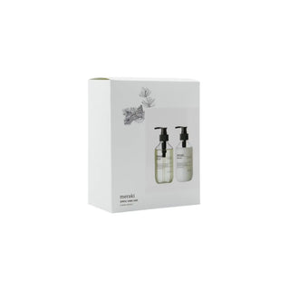 Gift box Winter Whisp Handzeep & Lotion - 2x275ml van Meraki, in de witte geschenkdoos schuin van voren afgebeeld