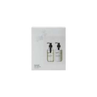 Gift box Winter Whisp Handzeep & Lotion - 2x275ml van Meraki, in de witte geschenkdoos recht van voren afgebeeld