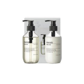Gift box Winter Whisp Handzeep & Lotion - 2x275ml van Meraki, als set met transparante handzeep en witte handlotion met pomp