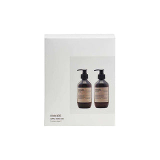 Meraki Simple Hand Care set met zeep en lotion in bruine flessen, Northern Dawn geur