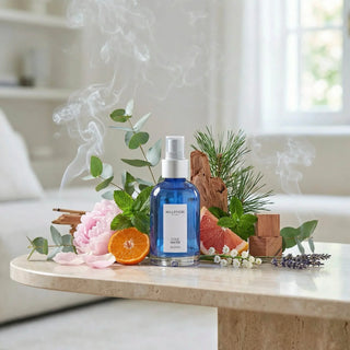 Milano Home Spray 100 ml Cold Water van Millefiori, in een gestileerde detailopstelling