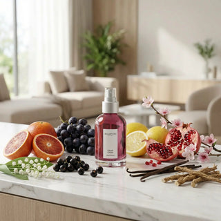 Milano Home Spray 100 ml Grape Cassis van Millefiori, in een gestileerde detailopstelling