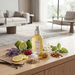 Milano Home Spray 100 ml Honey & Sea Salt van Millefiori, in een gestileerde detailopstelling