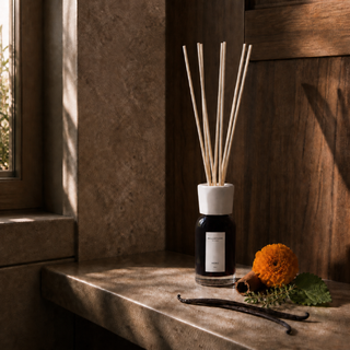 Milano Reed Diffuser 100 ml Nero van Millefiori, toegepast in een sfeervolle interieursetting