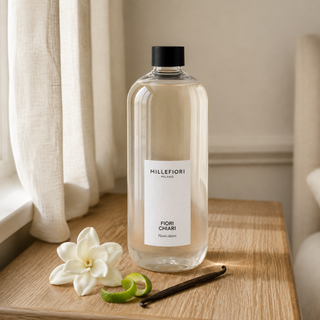 Milano Refill 500 ml Fiori Chiari van Millefiori in een Europees interieur met gardenia, bergamot en vanille.
