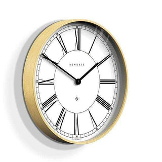 Witte Newgate Mr Architect wandklok met messing rand en Romeinse cijfers, 41 cm